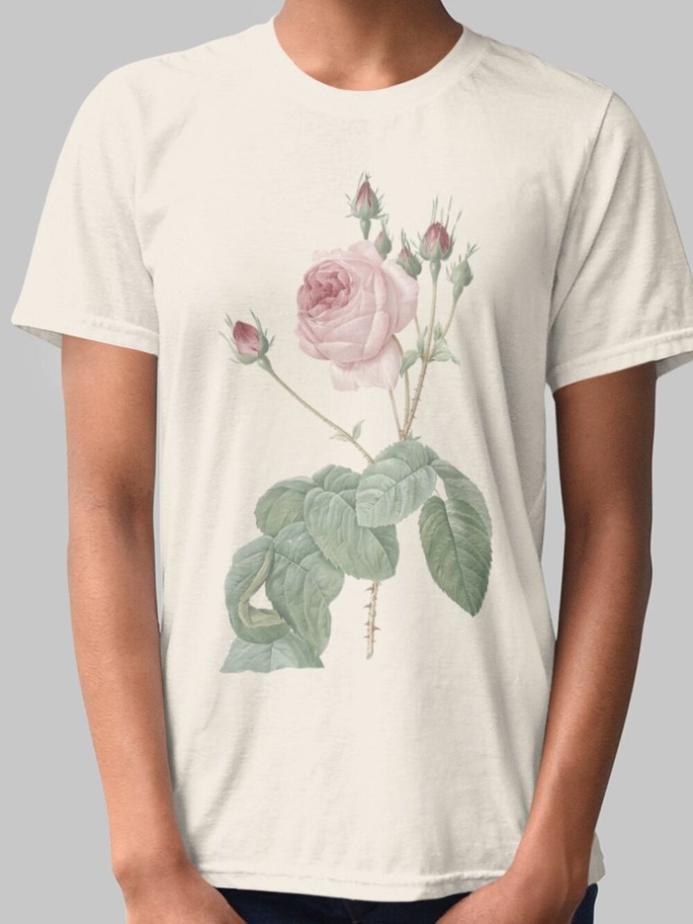 Rose Vintage Floral Print Short Sleeve Graphic Tee T-shirt S-XXL
